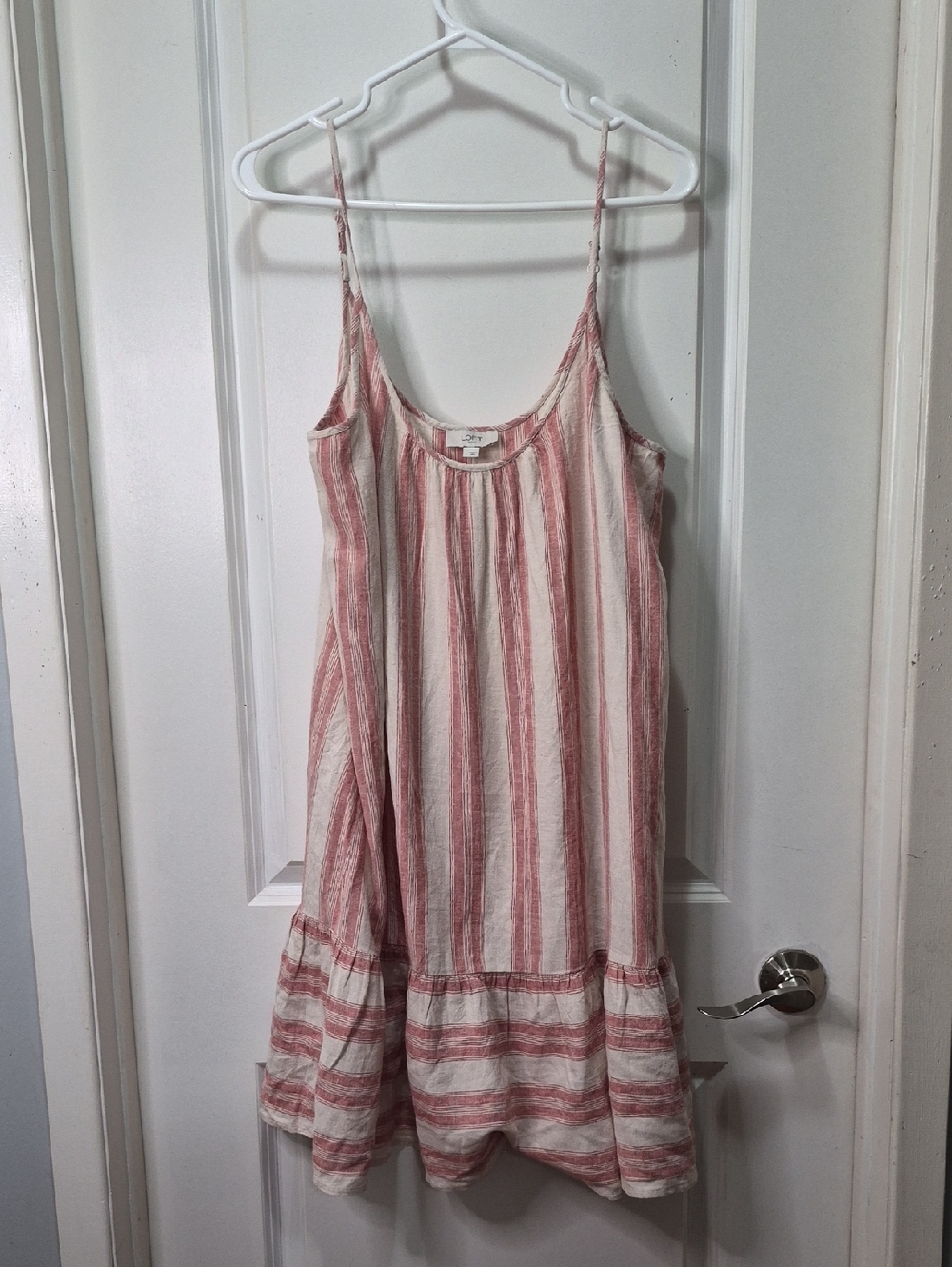 LOFT Striped Mini Dress in Cream and‎ Dusty Rose